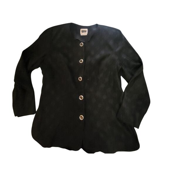 Leslie Fay Dresses Size 16 Black long sleeve Polka Dot button up Suit jacket - Picture 1 of 7